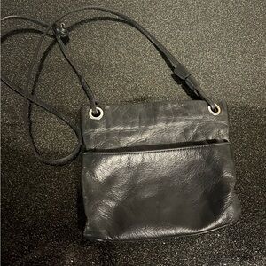 Margot Black Leather Crossbody Bag